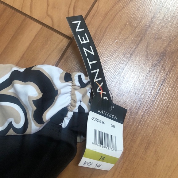 NWT “JANTZEN” Swimsuit Bottoms (Msrp $44) Black/Tan/White Floral Sz 14 - Picture 2 of 4
